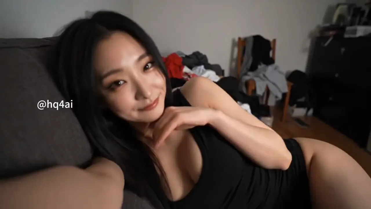 Asian woman filming herself