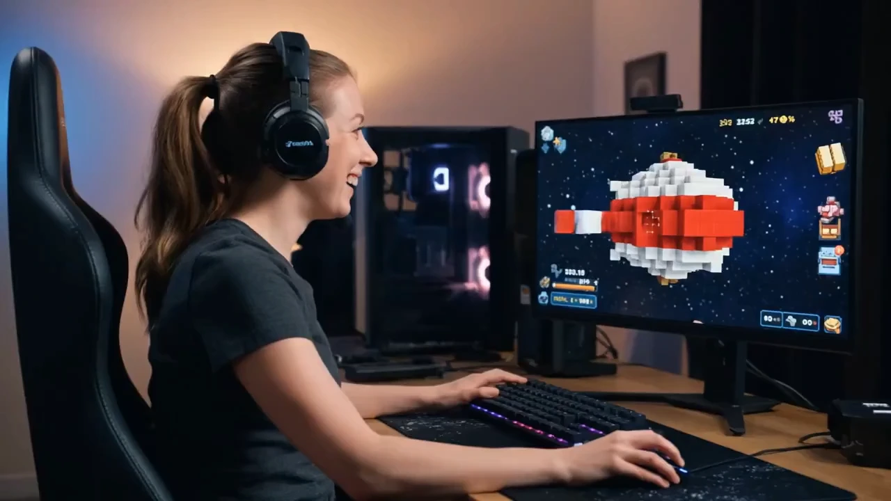 Streamer enjoying sandbox game