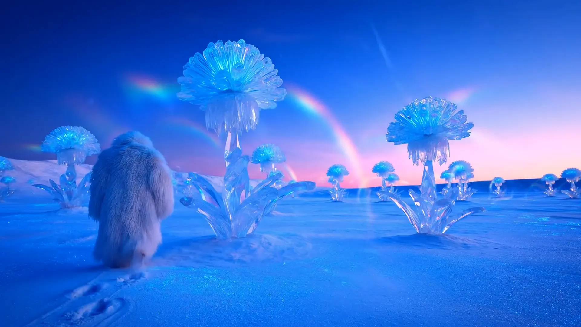 Look and sound of walking in snow
