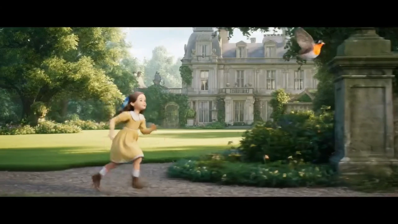 Girl follows a robin