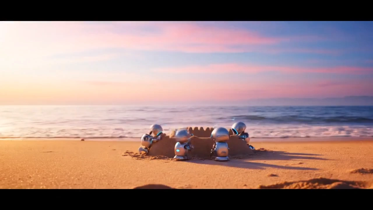 Robots build castles by the seaside