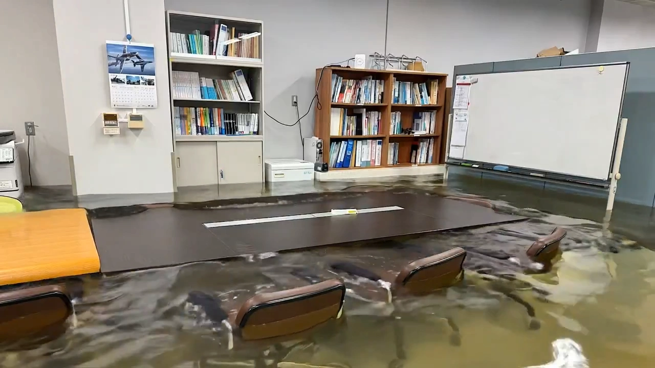 屋内の浸水シミュレーション動画