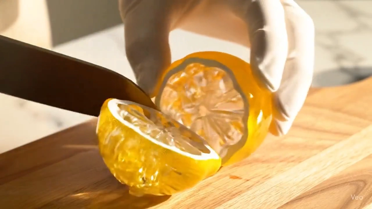 Glass fruit slicing ASMR