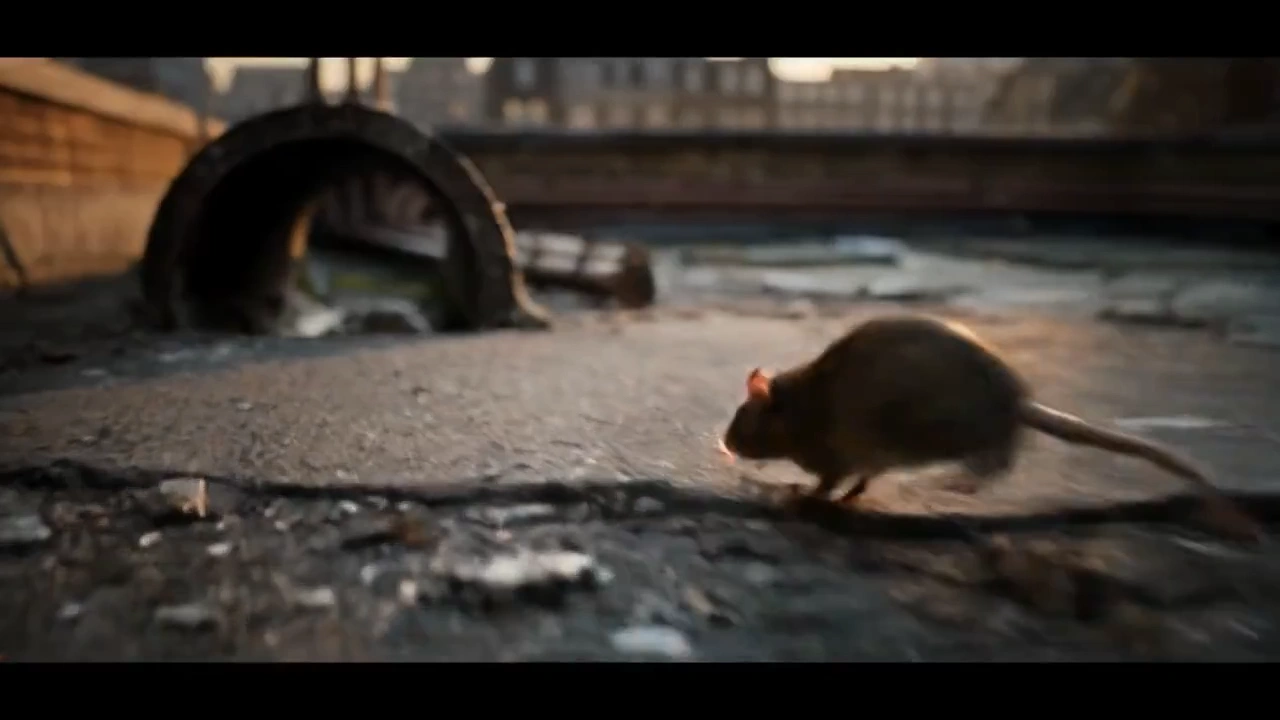 Rat scurries across broken pavement