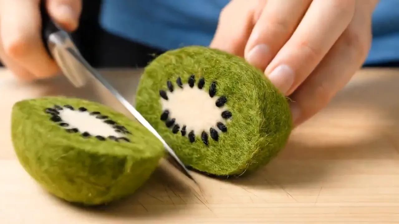Cutting A Felt Kiwi
