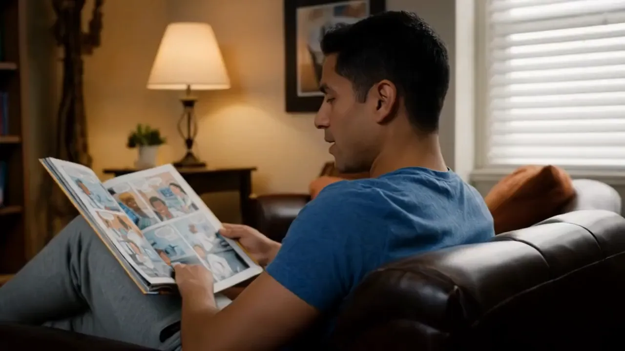 Man reading a comic book
