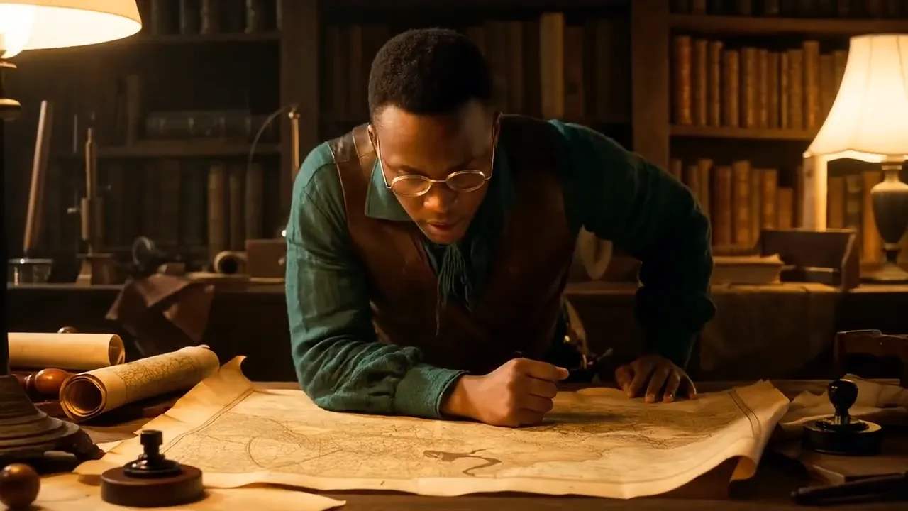 A man is looking at a map and talking