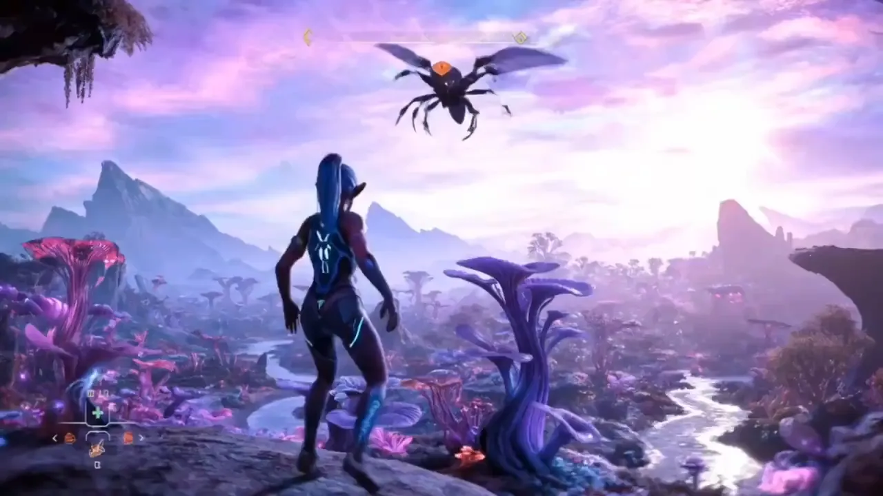 A third-person open world video game walking around
