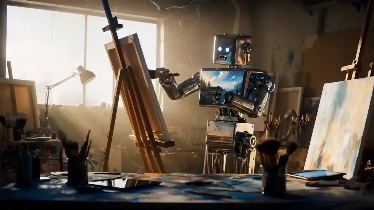 A robot is drawing