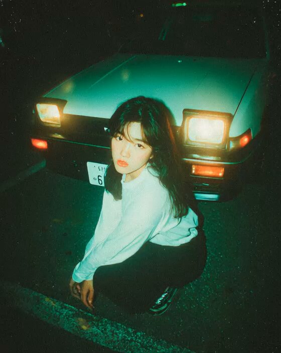 Asian Japanese girl in 1980s street