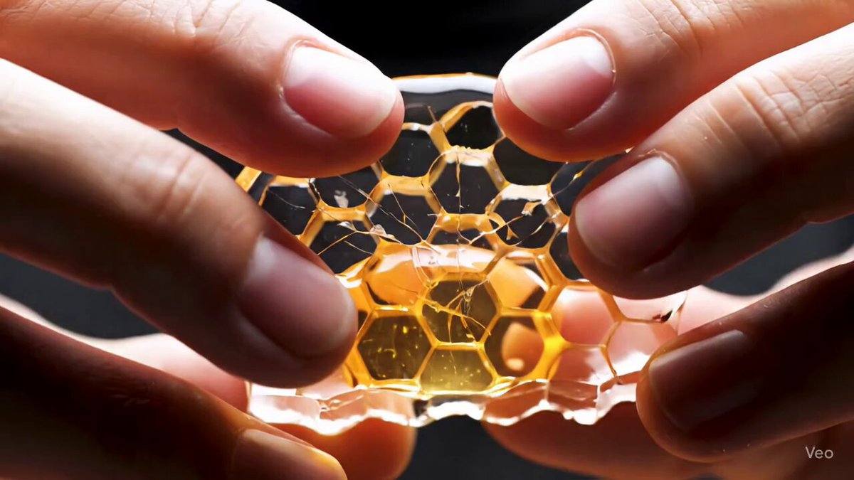 ASMR AI-Hands breaking apart a honeycomb