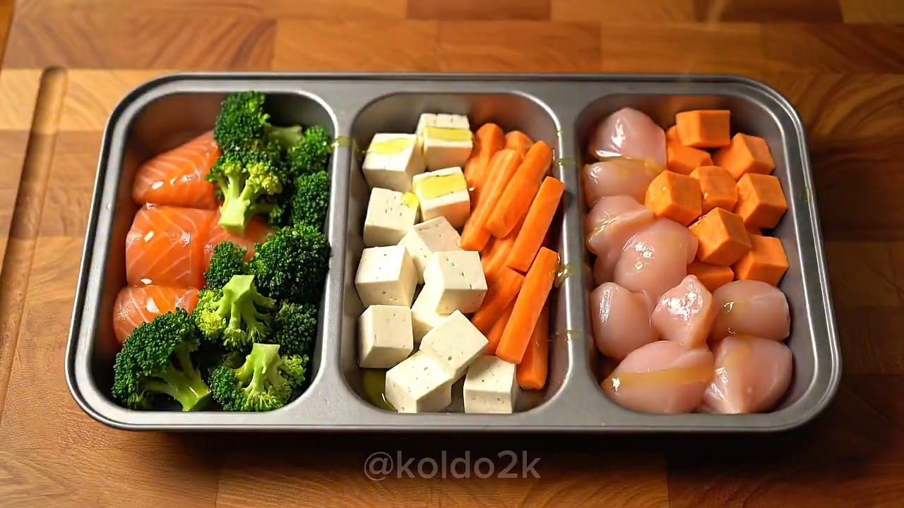 Fake stop motion-meal prep aesthetic